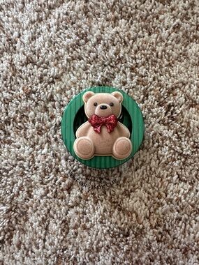 Teddy Bear with Red Glitter Bow Visor Clip